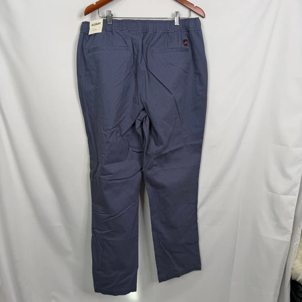 Alesbury Mens Herringbone‎ E-Waist Pull On Pants Blue XXL-34 Straight Leg NWT